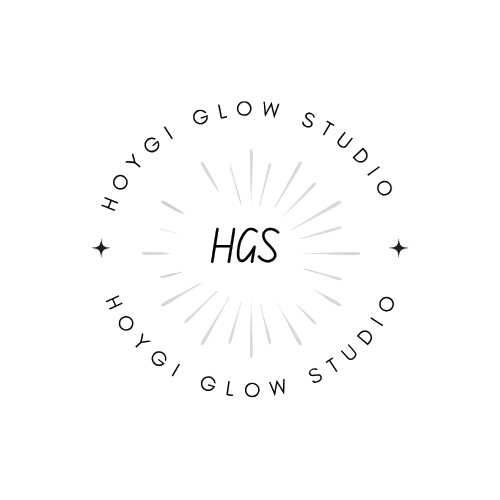 Hoygi Glow Studio logo with a sunburst design on a white background